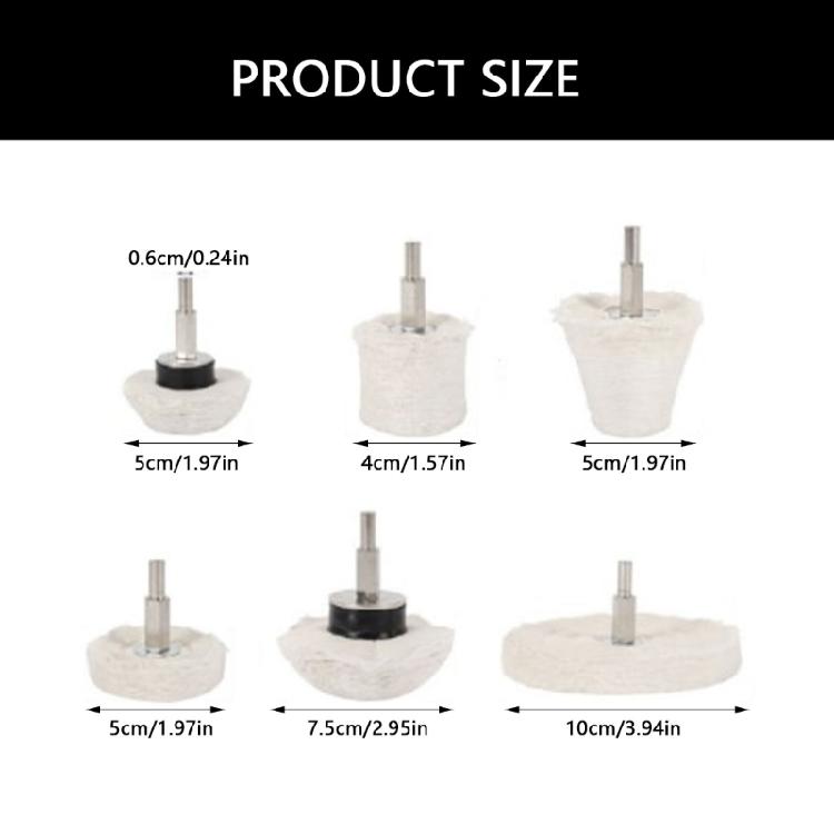 MultiPurpose Car Cares Buffing Wheel Set Conical & Round Pads For Complex Contours And Wax Application Attachment