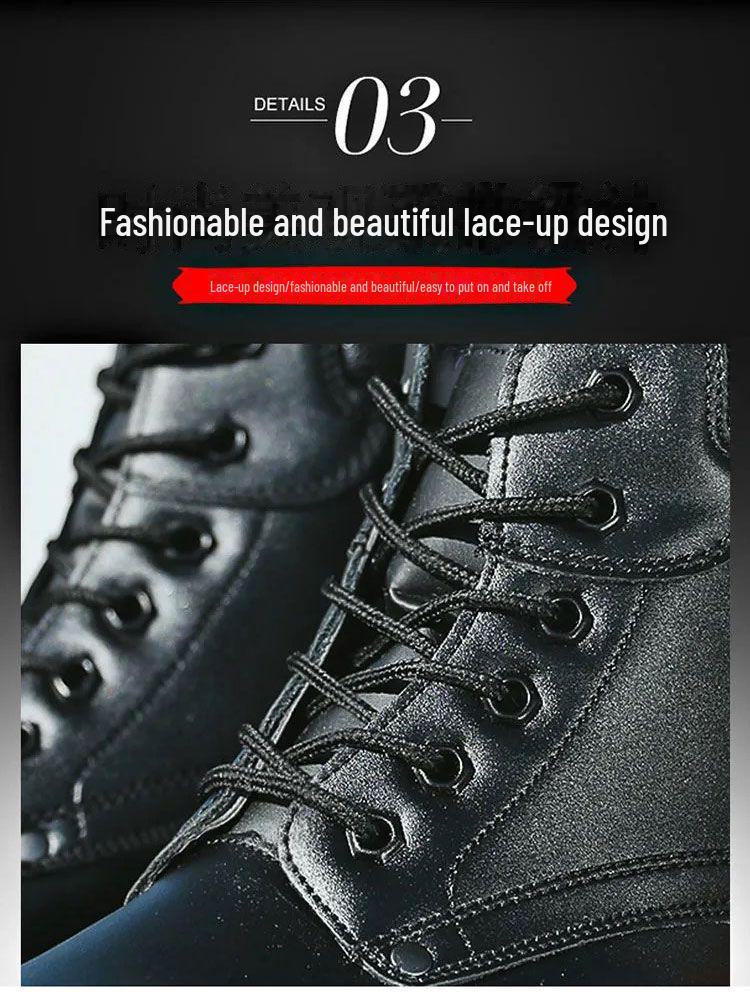 Men's Genuine Leather Snow Boots, Cowhide, Lace-Up Martin Style, Thick Wool for Winter Warmth