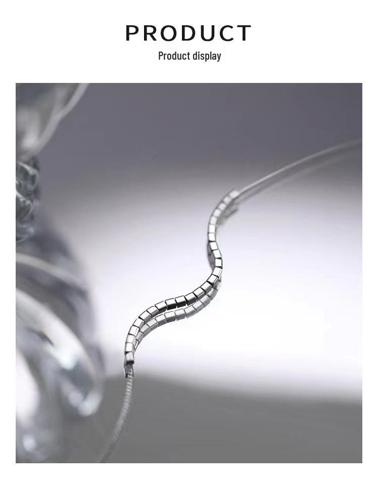 S925 Sterling Silver Women's Square Clavicle Necklace - 2024 Light Luxury Niche Design