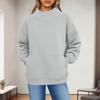 Women's Fashionable Casual Solid Color Round Neck Long Sleeved Pocket Sports Casual Pullover Sweatshirt Top