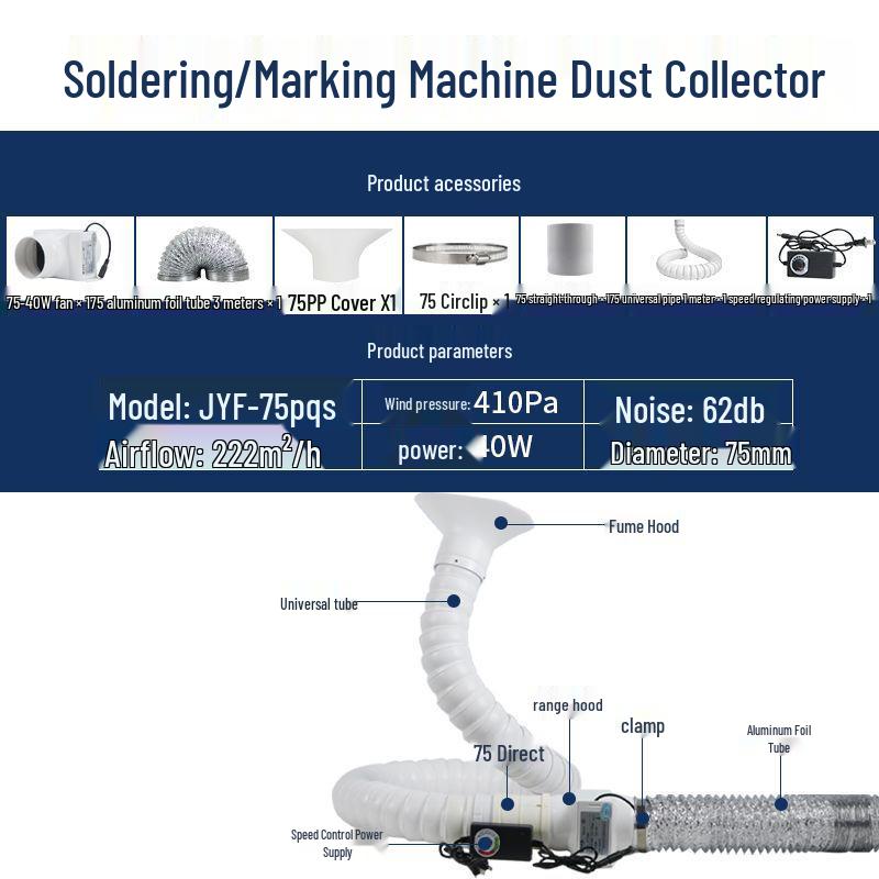 Compact Solder Fume Extractor and Laser Engraving Dust Removal Fan