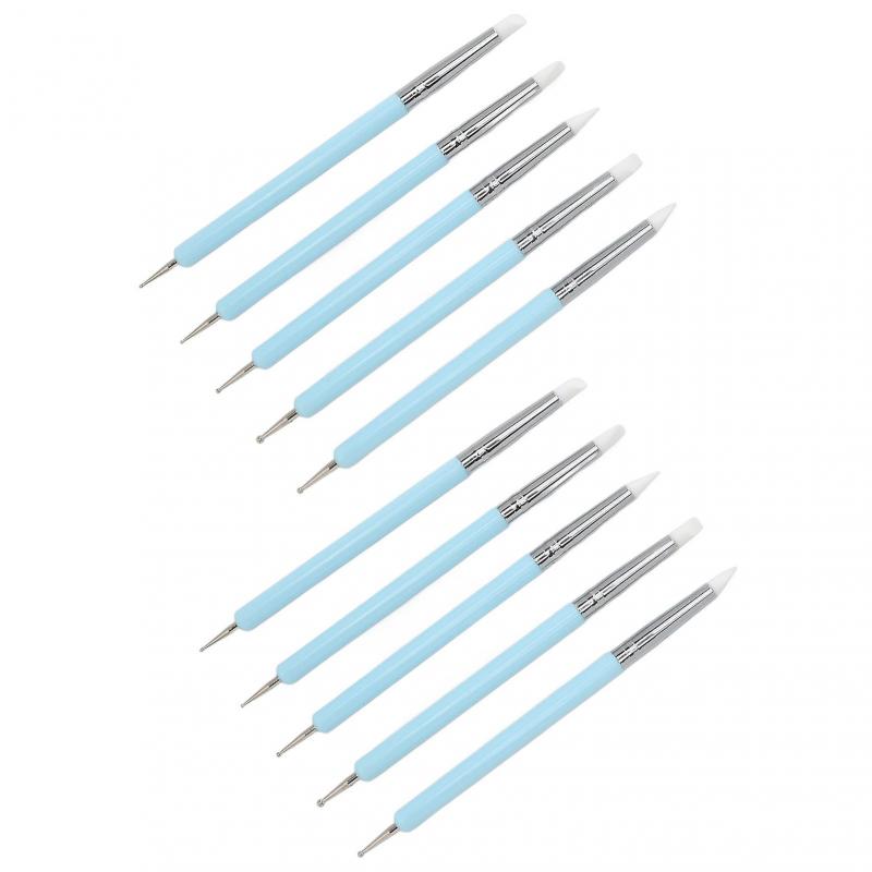 2-pack Double Tips Nail Art Dotting Pen Silicone Head Nail Art Sculpture Polish Carving Pen