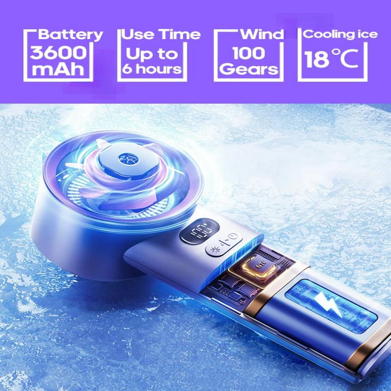 Portable Handheld Turbo Fan Adjustable Personal Mini Fan 100 Gears Infinitely Adjustable Small Usb Mini Desktop Cooling Fan Outdoor 3600mah