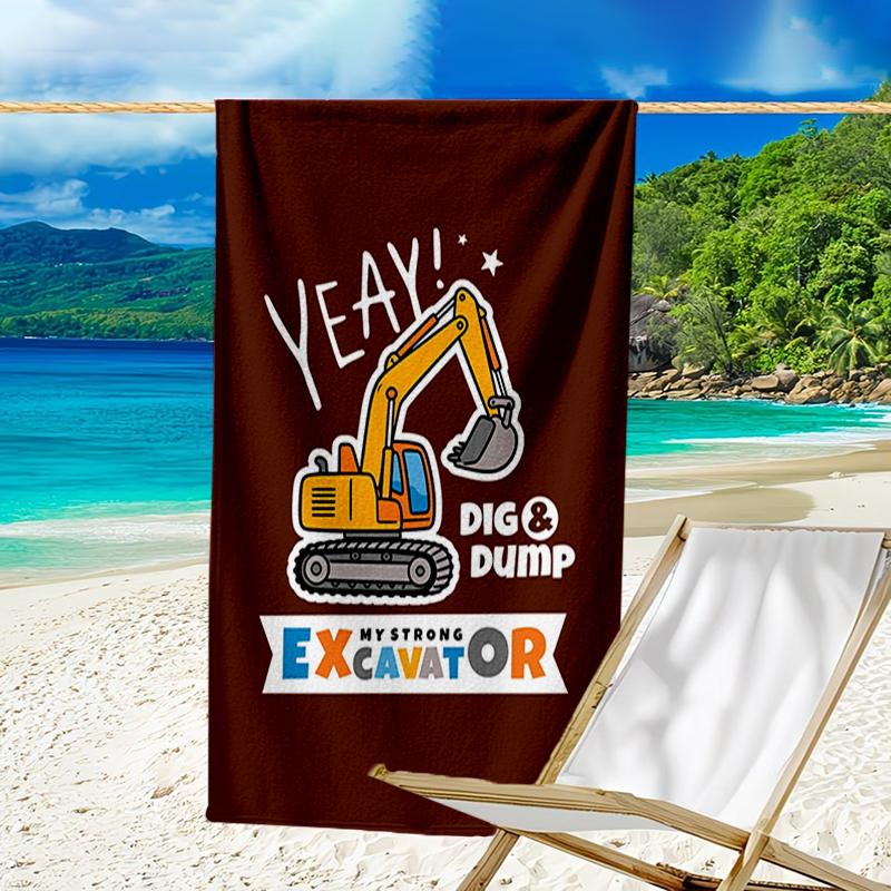 Ultra-Soft Beach Towel with excavator Theme,Ideal for Pool - Camping, Diving - Perfect Travel Essential, Vibrant Beach Towel.