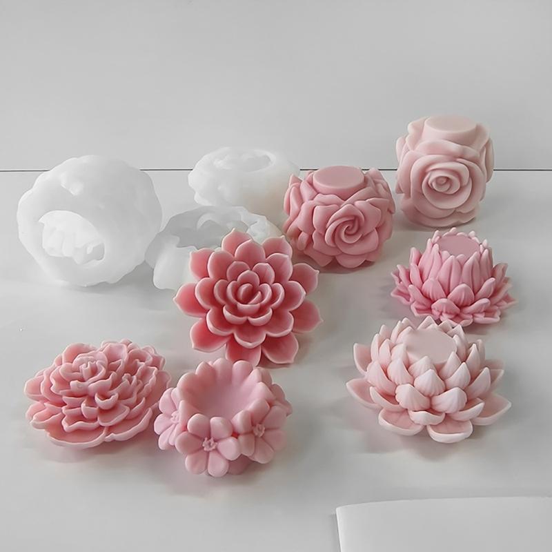 Flower Shaped Mould Silicone Scented Candle Mold 3D Aromatherapy Mould Home Decorations Mold Jewelry Making Tool