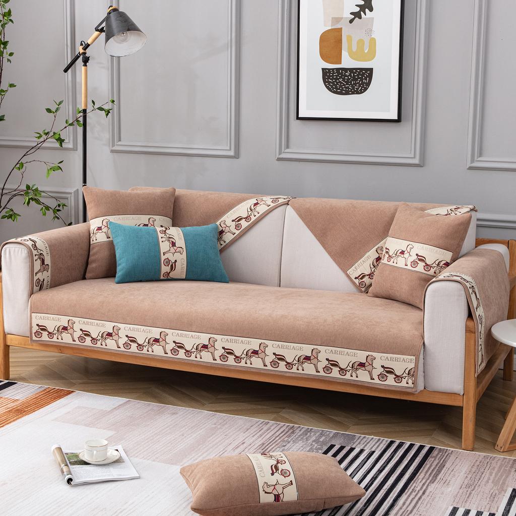 Žinylkový žakárový okraj Potahy na pohovku Celoroční dekorace obývacího pokoje Polštář na pohovku Protiskluzový potah na gauč Ručník na pohovku Domácí dekorace