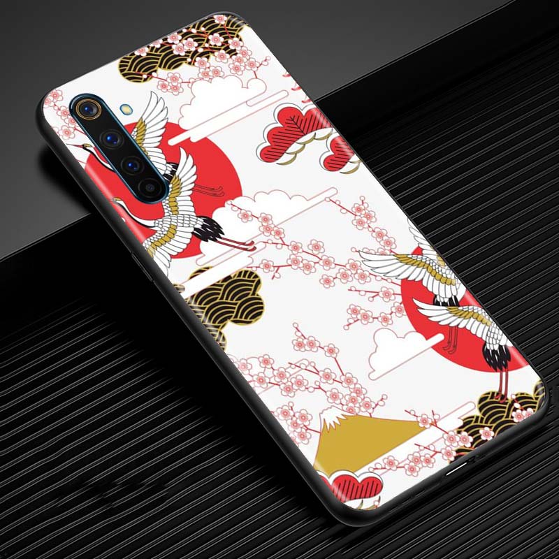 

Чехол для Realme 8 C3 C21Y C11 5 6 Pro 5i 7 7i X50 X2 X3 X7 Pro V3 XT, черный чехол из ТПУ в японском стиле, художественные японские мягкие чехлы для телефонов Realme XT