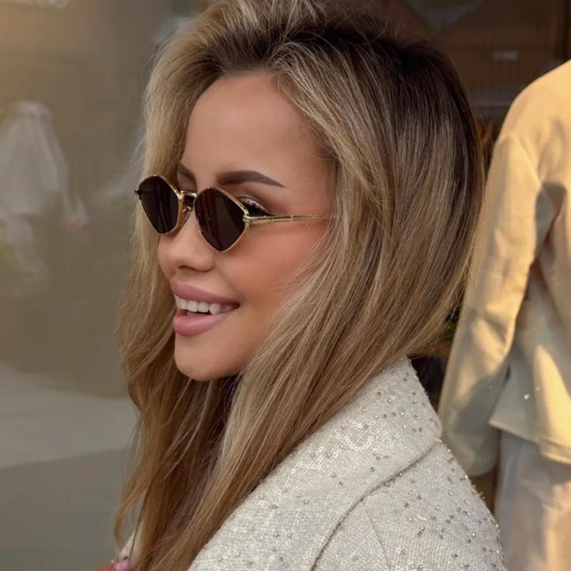 Protective Glasses 2Pcs Polygonal Metal Frame Sunglasses Women Steampunk Style Sun Glasses Ladies Outdoor Uv400 Eyeglasses