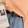 Sleek Versatile Womens Korean Circle Buckle Denim Belt Crafted From Quality Pu Style For