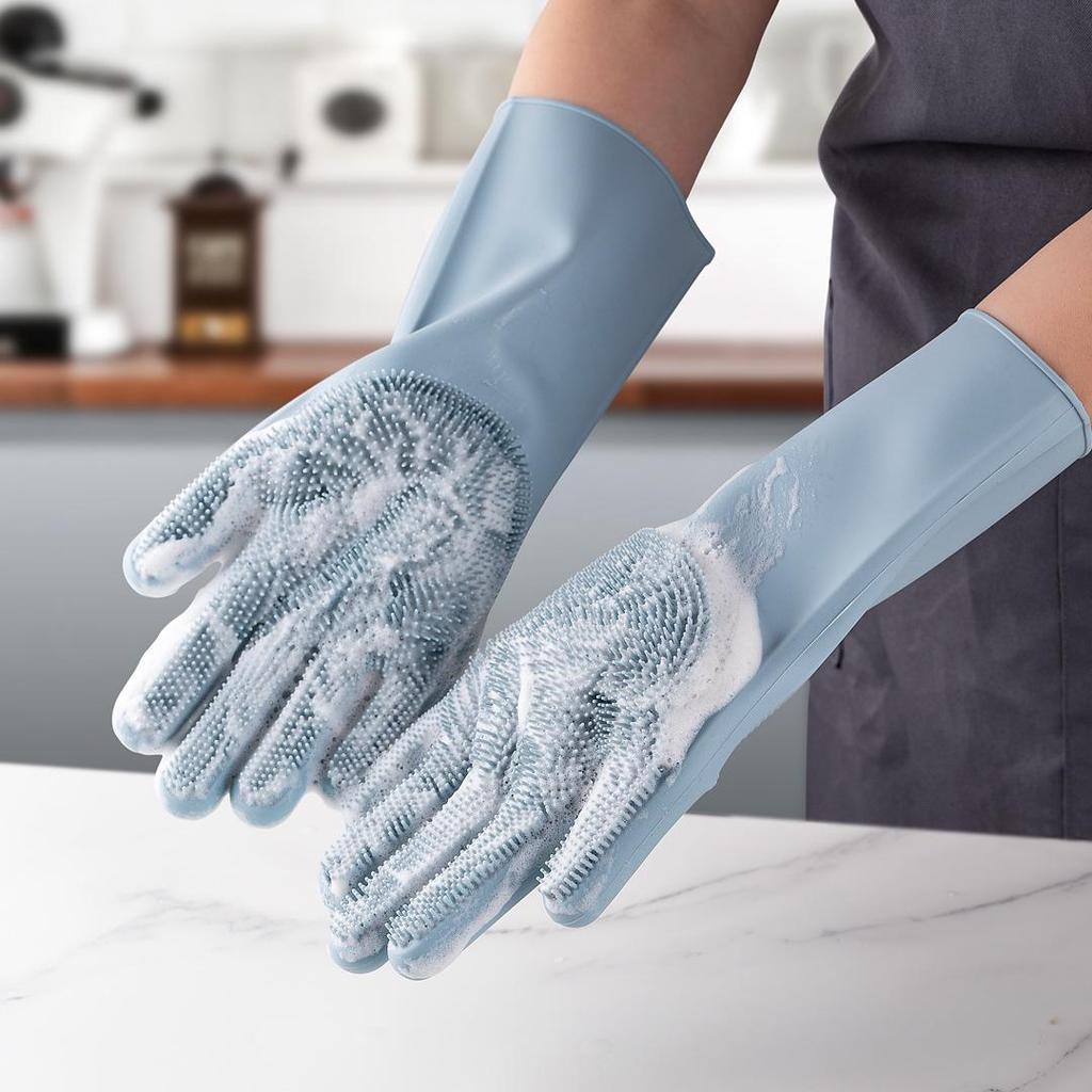Black Silicone Dishwashing & Cleaning Gloves - Anti-Freeze, Heat-Resistant for Kitchen & Laundry Use