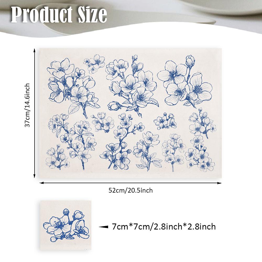 Paper Ceramic Decals Pottery Ceramics Clay Transfer Paper Underglaze Flower Paper March Cherry Blossom 520x370mm Pattern: 480x330mm