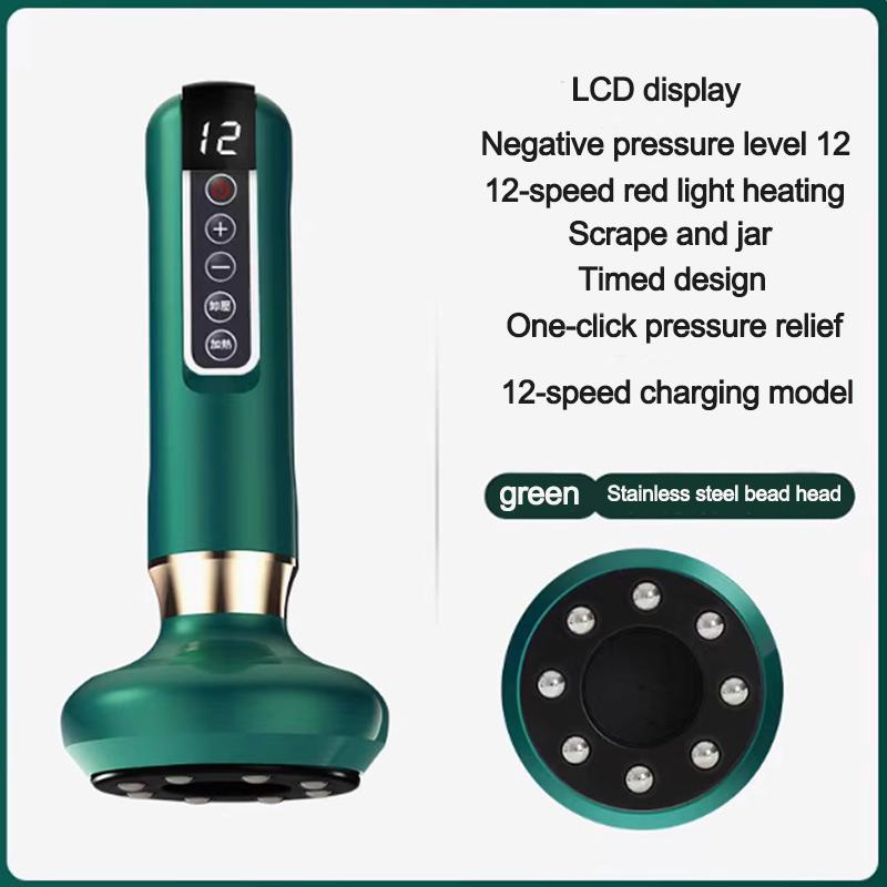 Rechargeable Electric Gua Sha Massager with Heating Vacuum Cupping ABS 304 Stainless Steel