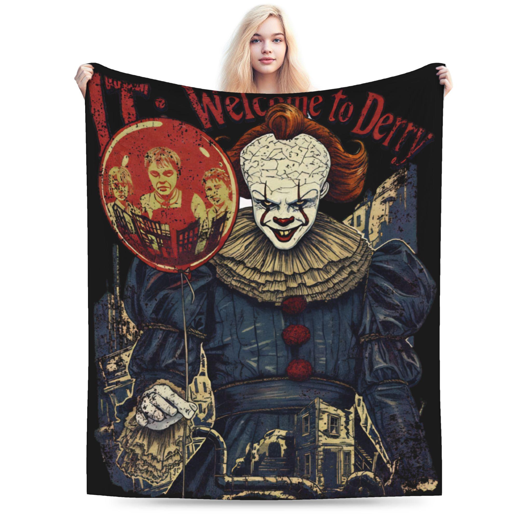 

IT Welcome to Derry Soft Warm Blankets Boy Girl Plush Throw Blanket Print Outdoor Flannel Bedspread Sofa Bed Cover 75cmx90cm