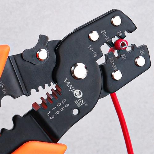 Terminal Crimping Pliers (for Both Faston and Bare Crimp Terminals) with Wire Cutting Function for Fine Wire Stripping. Universal Wire Crimper Strippe