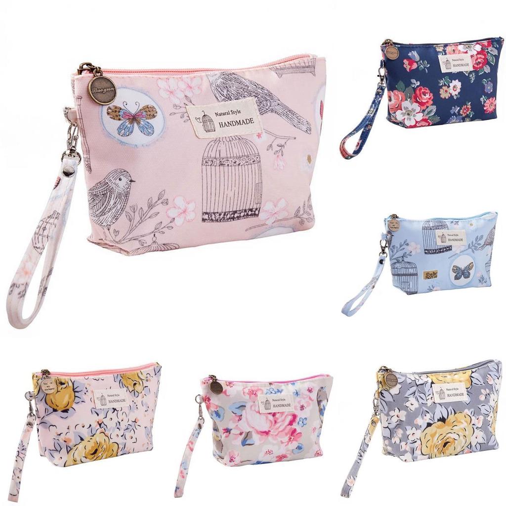 Fashionable Portable Waterproof Fabric Floral Makeup Bag For Women