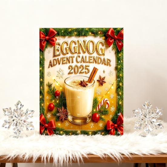 Eggelikør Adventskalender 24 Akryl 2D Eggelikørpynt Nedtelling til Jul Kalender for Festlig Hjemmedekor Julegave
