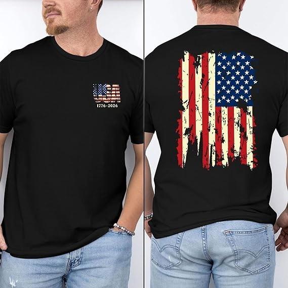 USA Flag 1776-2026 Vintage T-Shirt, Distressed American Flag Design S разноцветный