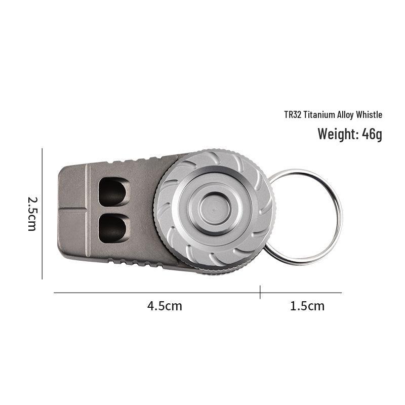 Titanium Alloy Outdoor Camping Double Hole Lifesaving Whistle Keychain