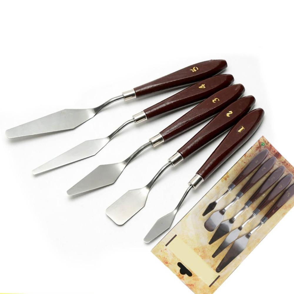 

5PCS Metal Working Head Art Painting Scraper Pigment Blending Tool Oil Painting Creation Oil Painting Scraper