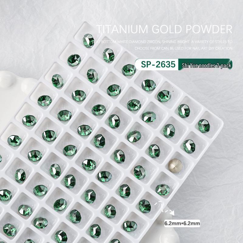 

K9 Нейл-арт Зеленые Бриллианты Аврора: Формы: Сердце, Прямоугольник, Восьмиугольник и Квадрат (2pcs)