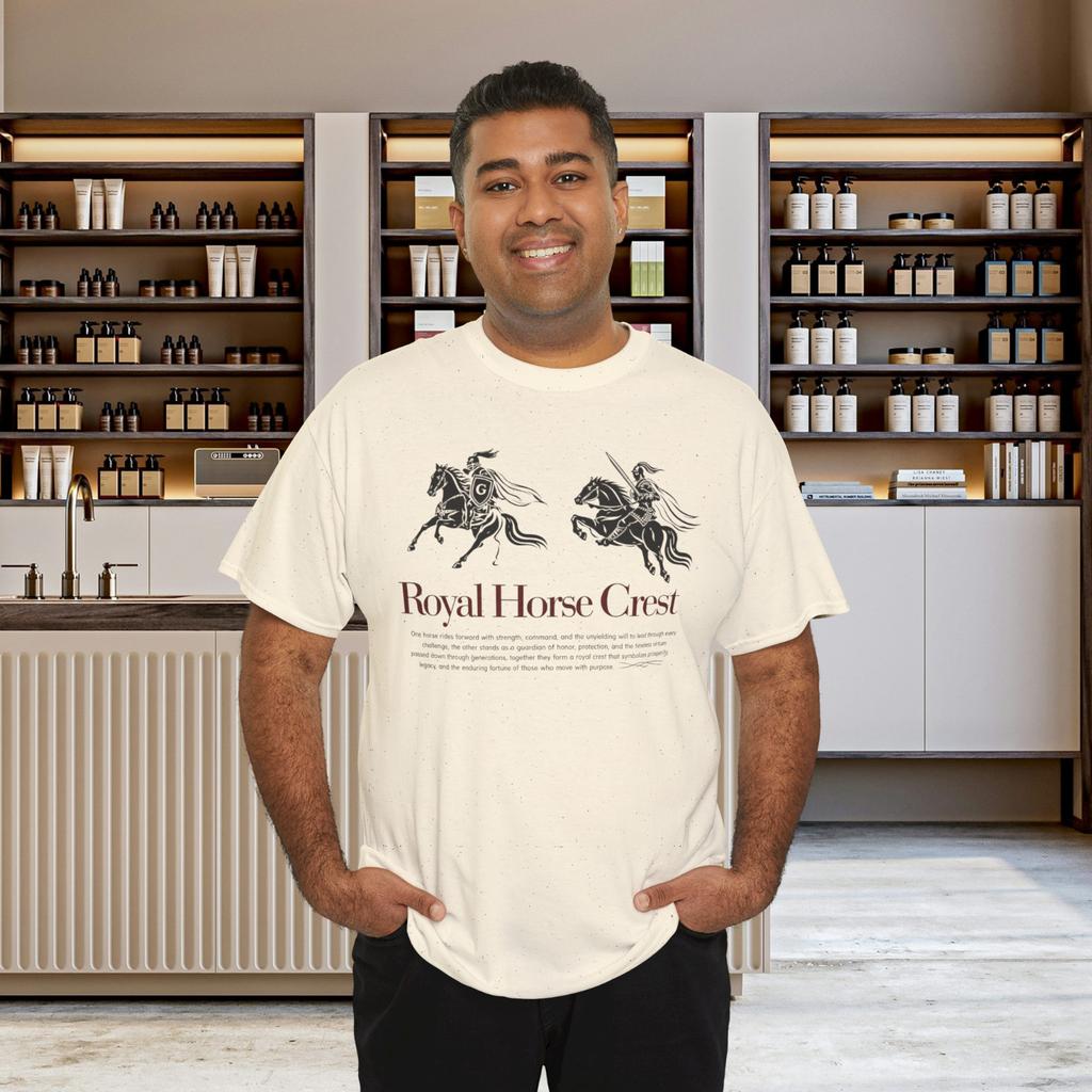 Royal Horse Crest Knight Riding Horse Medieval Heraldic Graphic T-Shirt