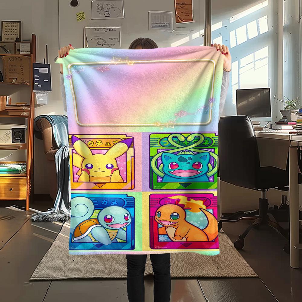 Pokemon Characters Print Flannel Blanket,High Quality Comfortable for All Seasons,Home Decor,Warmth and Comfort,Perfect for Christmas Gifts