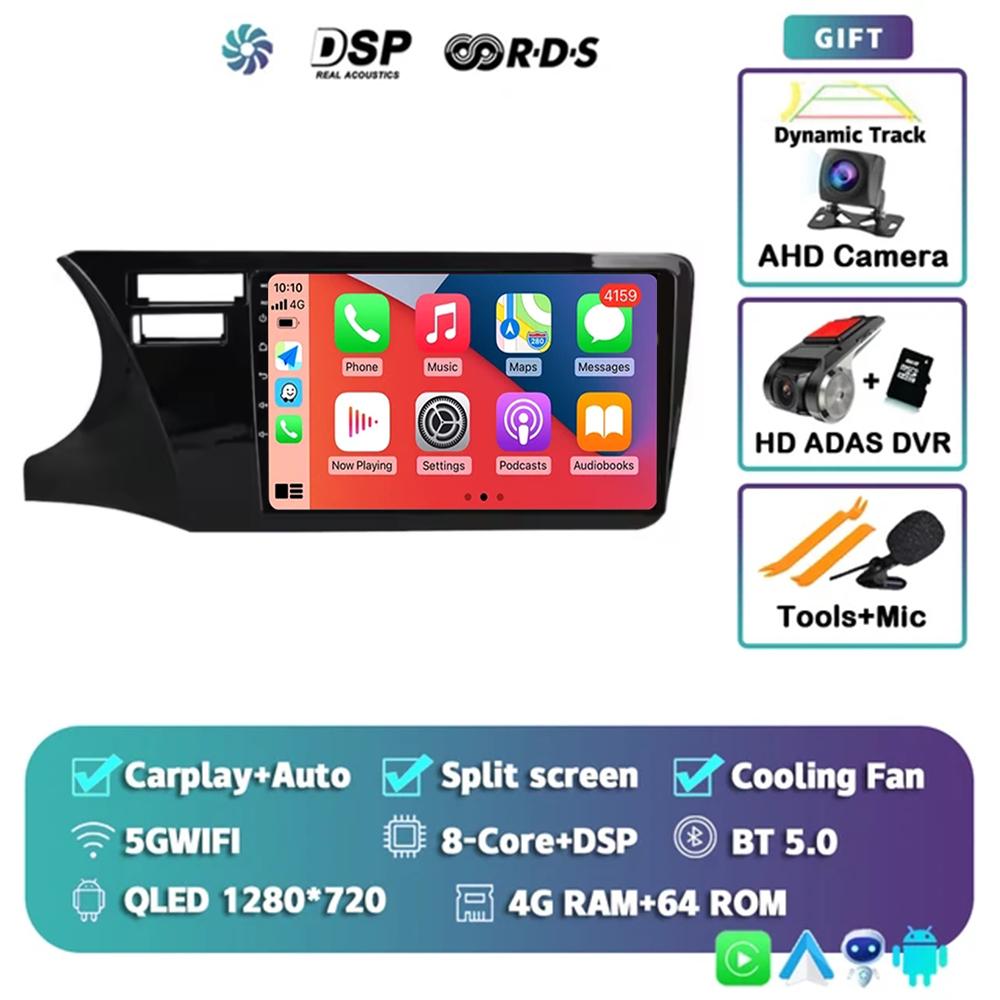 Carplay Car Multimedia Player For Honda City 2014 - 2019 Car Radio Android 14 Stereo 4G Navigation Head Unit Autoradio GPS Auto