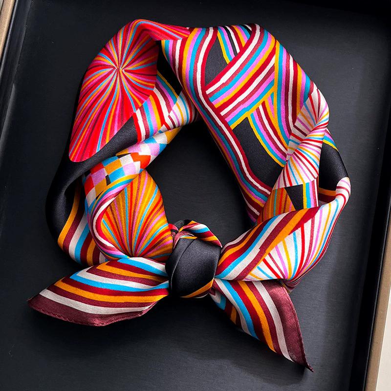 100% Pure Silk Scarf Women Neck Square Headband Scarves Bandana  Fashion Hijab Poncho Scarves Pashmina  Female Foulard 53cm