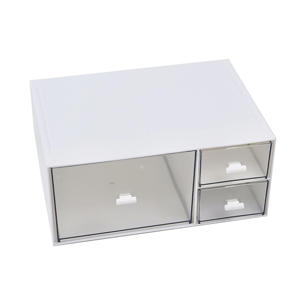 Desk Organizer Clear Plastic Stackable Vanity Storage Box with Drawer for Home Office Desktop