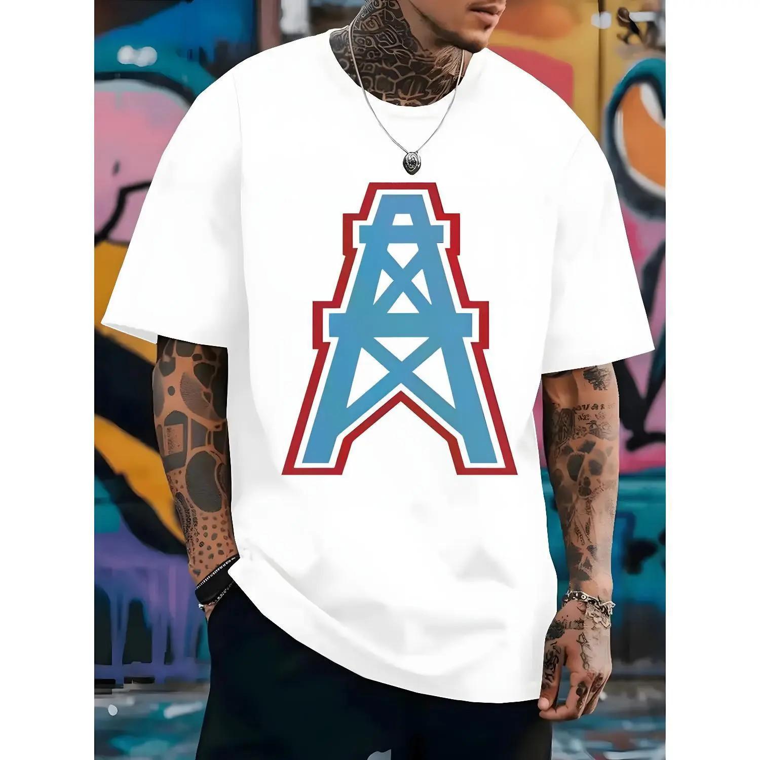 Houston Oilers Cotton T Shirt Featuring Casual Streetwear Graphic S разноцветный