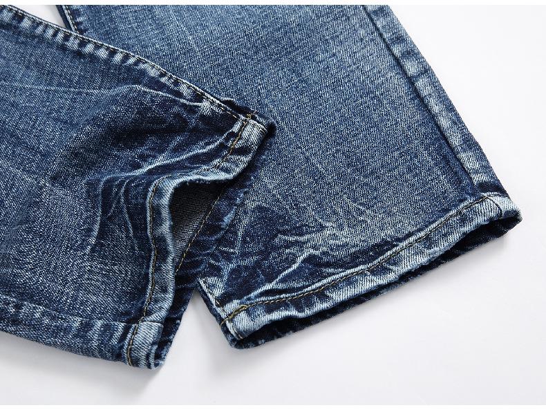 Pánské světle modré roztrhané slim fit džíny - Korejský styl rovné nohavice trendy kalhoty
