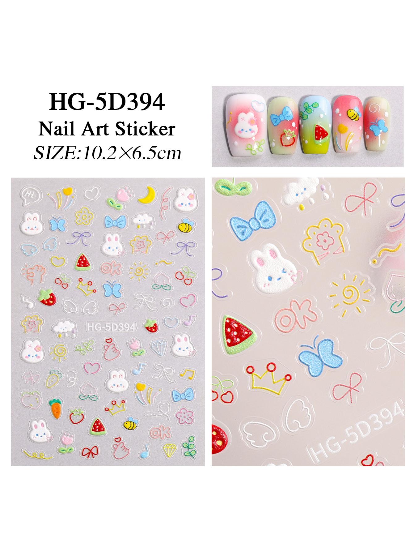 1pc White Daisy Nail Sticker Relief Three-Dimensional Exquisite Cute Cartoon Small Fresh Variety Multi-Color Sticker Decoration