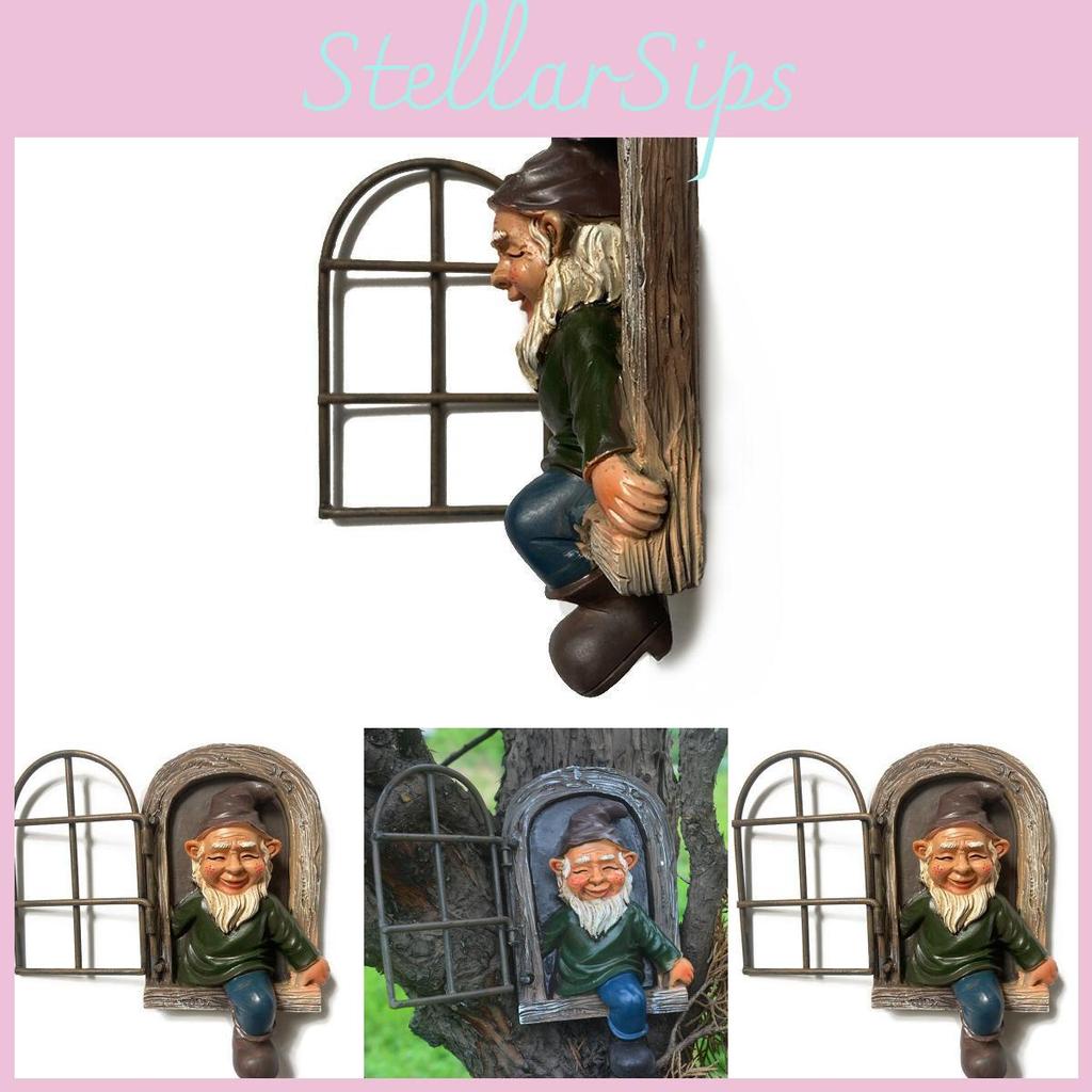 Enchanting Little Old Man Gnome Statue In Resin For Vibrant Garden And Patio Decoration
