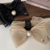 Korean Version of Pearl Mesh Bow Hairpin Simple Light Luxury Large Grab Clip Small Fragrance Versatile Shark Clip Hair Accessories