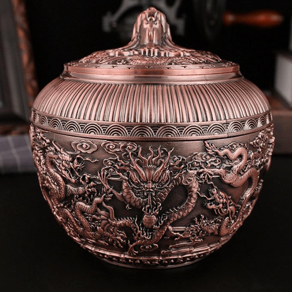 Lattina da tè in rame rosso Barattolo da tè decorativo in bronzo Lattina da tè in metallo Per riporre sul piano di lavoro