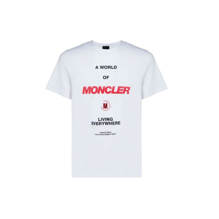 Moncler SS22 Casual T-shirt met Letterprint voor Mannen Tops 8C00024829H8001 M white