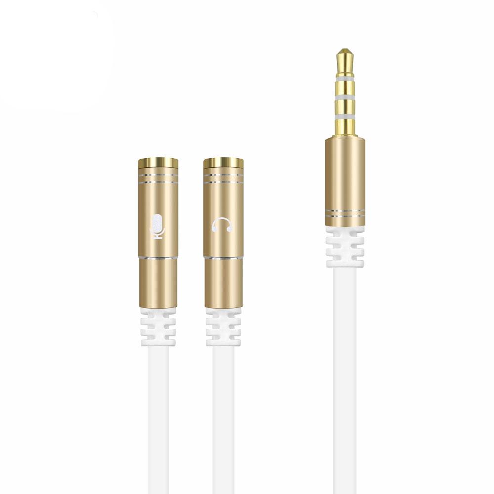 

2 in 1 3.5mm Stereo Audio Headphone Jack Male to Female Headset Earphone Mic Y Splitter Cable Adapter Connector for Mobile Phone золотий