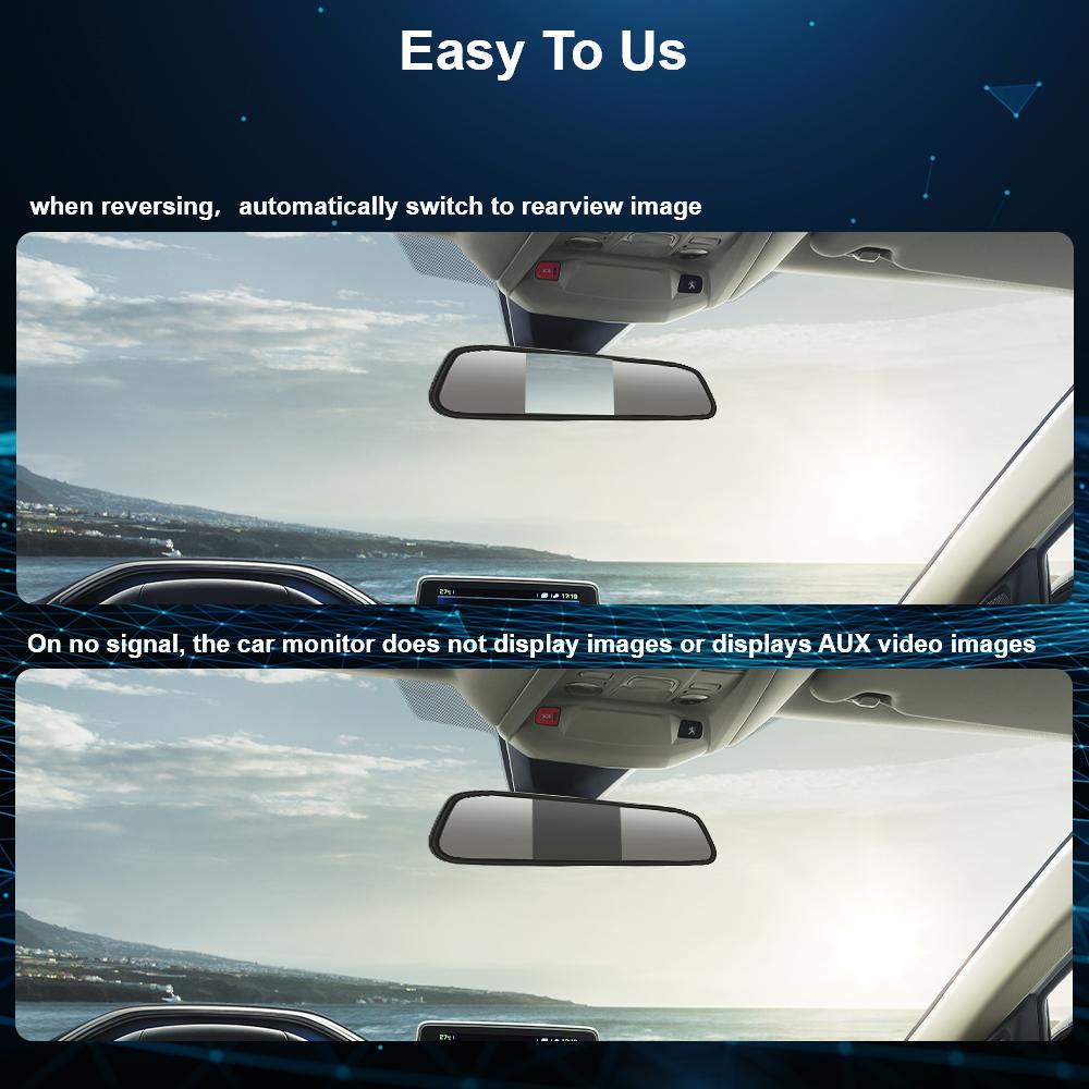 Universal Car Rearview Mirror Display HD Video Auto Parking Monitor TFT LCD Color Monitor 4.3 Inch Rearview