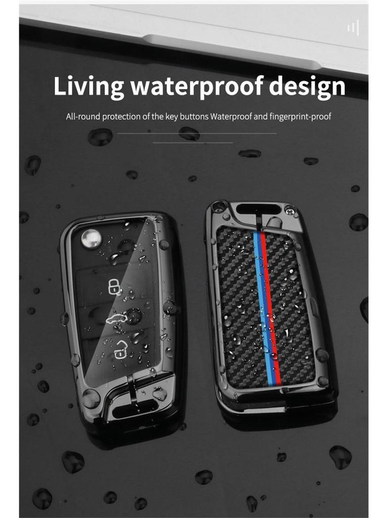 Housse de clé Volkswagen pour Sagitar, Lavida, Bora, Lamando, T-Cross, Tharu, Tayron, Tiguan L - Coque et boucle de clé de voiture.