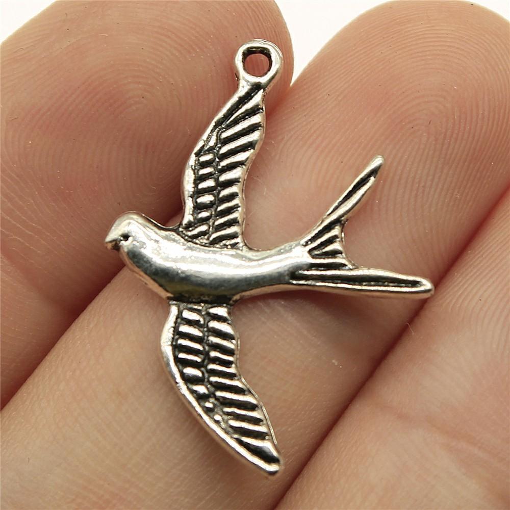 10pcs Bird Charms Antique Silver Color Bird Charms Pendants For Bracelets Flying Bird Charms Making Jewelry