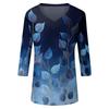 Womens V Neck Shirt 3/4 Sleeve Loose Fit Casual Blouse Floral Print Lightweight Top for Everyday Wear
