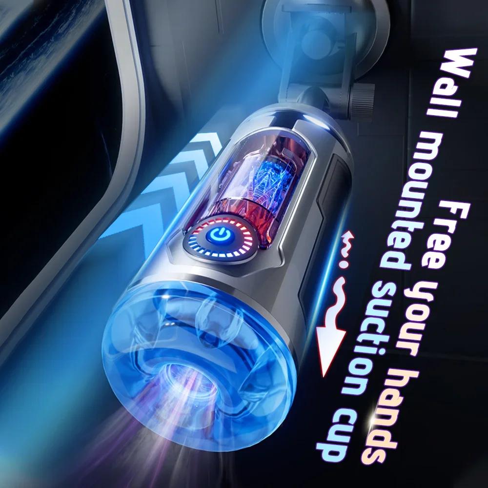 Automatic Male Masturbator Penetration Insert Powerful Suction Cup Heating Rod Penis Trainer Pocket Pussy Adult Sex Toy 18+