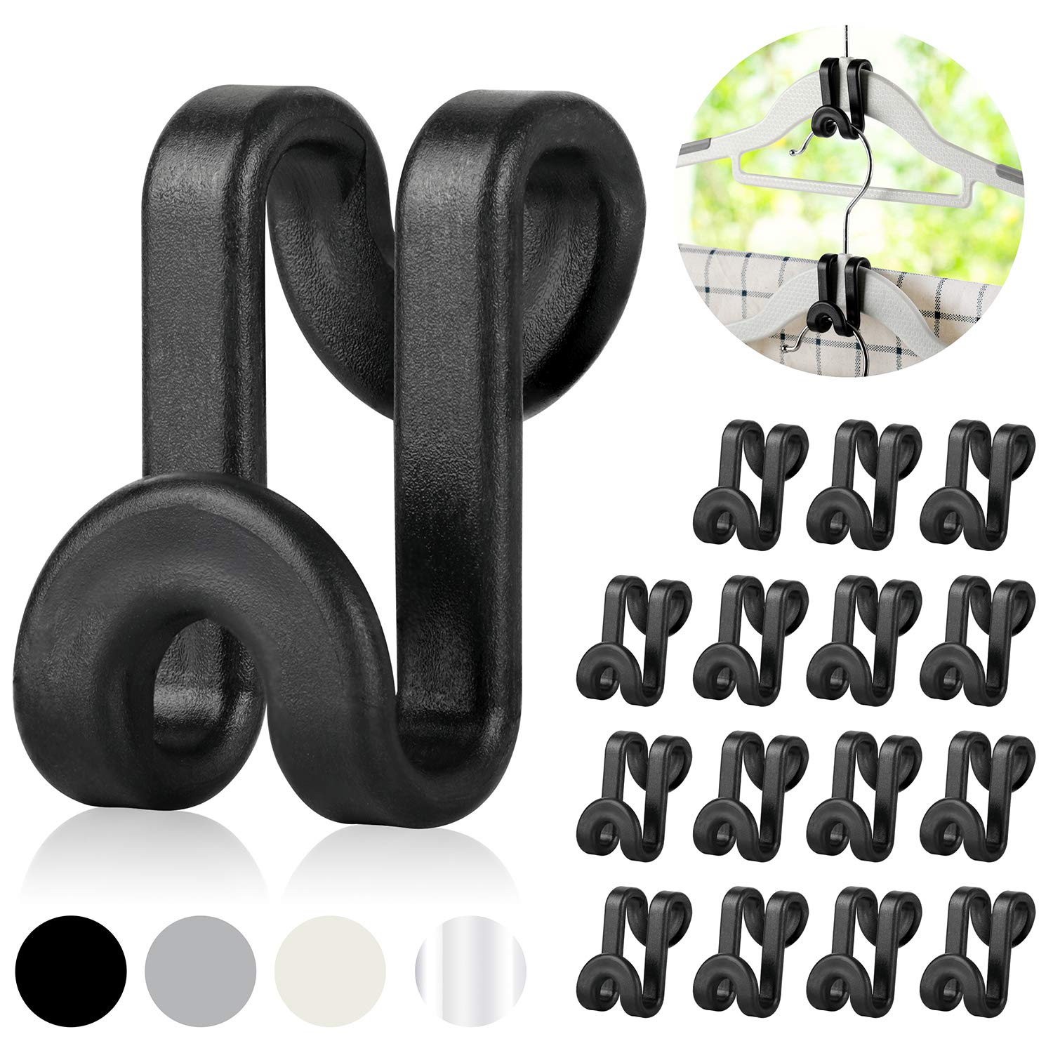 

Clothes Hanger Connector Hooks, 30 Pcs Multi-Level Cascading Hanger Hooks, Plastic Heavy Duty Cascading Mini Hooks for Velvet