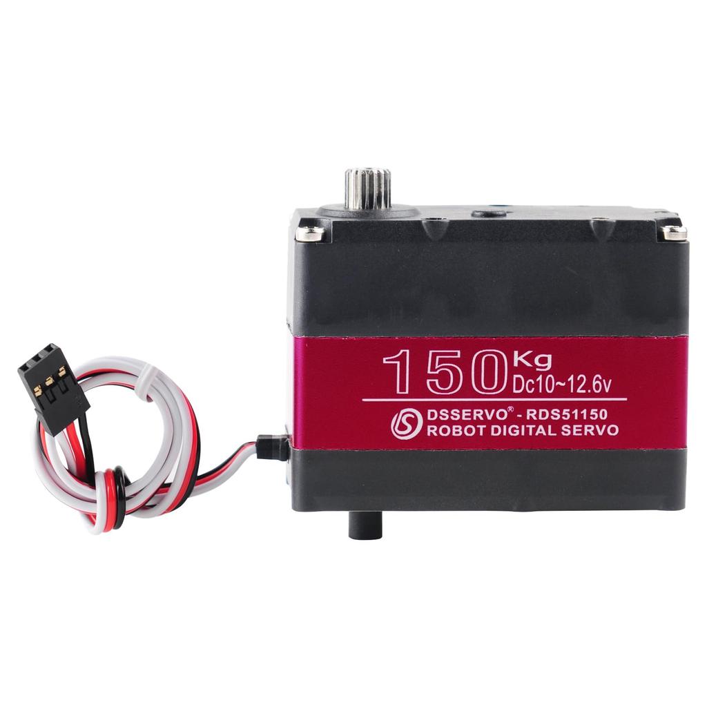 Rcmall RDS51150 Digital Servo Motor, 150kg High Torque, Metal Gear, Dual Shaft, 12V DC, IP66 Waterproof, for RC Cars and Robots, with U-Bracket (270°)