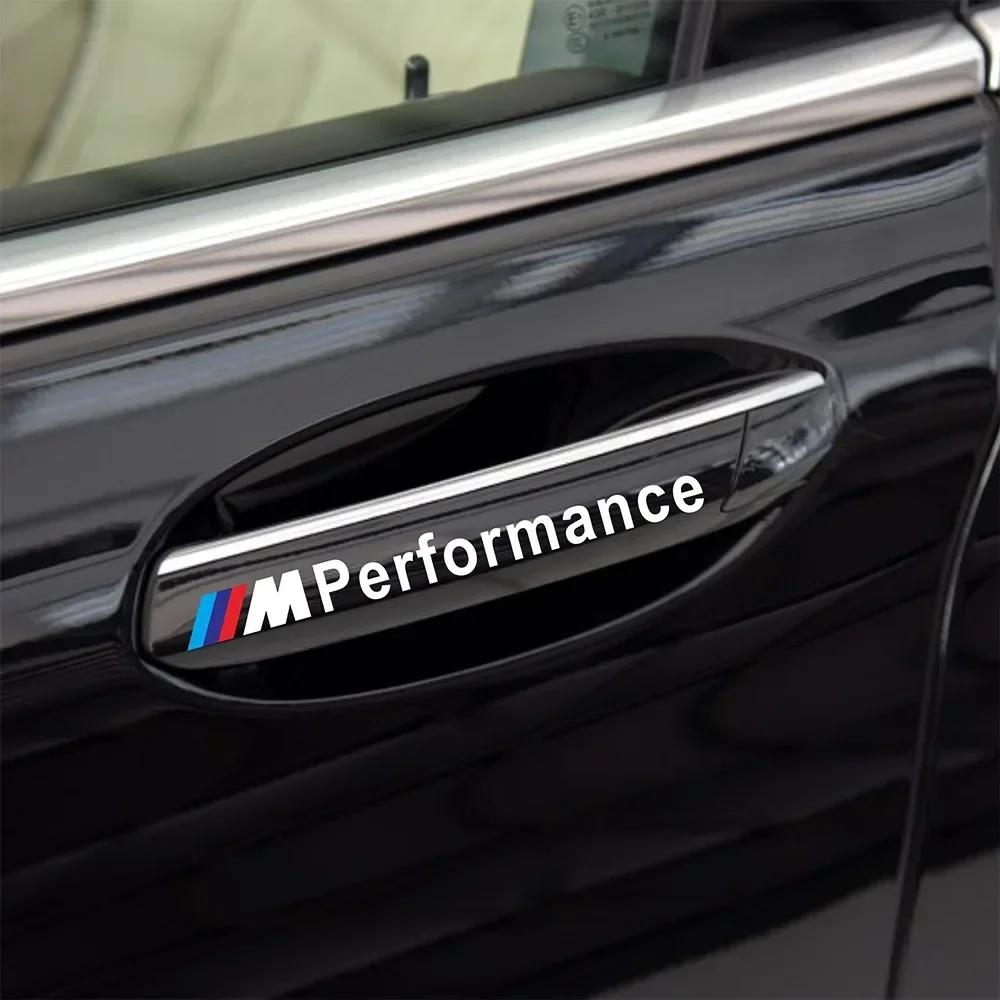 E60 New 4pcs M performance sticker car door handle sticker For bmw M Sticker X1 X3 X4 X5 X6 X7 e46 e90 f20 e60 e39 f10 Car acce