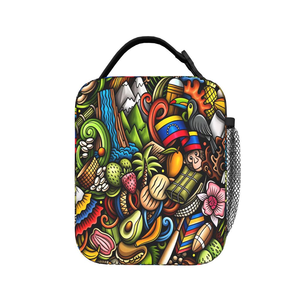 Venezuela Lunch Bag Portable Lunch Box Women Outdoor Picnic Graphic Design Cooler Bag Retro Oxford Thermal Tote Handbags