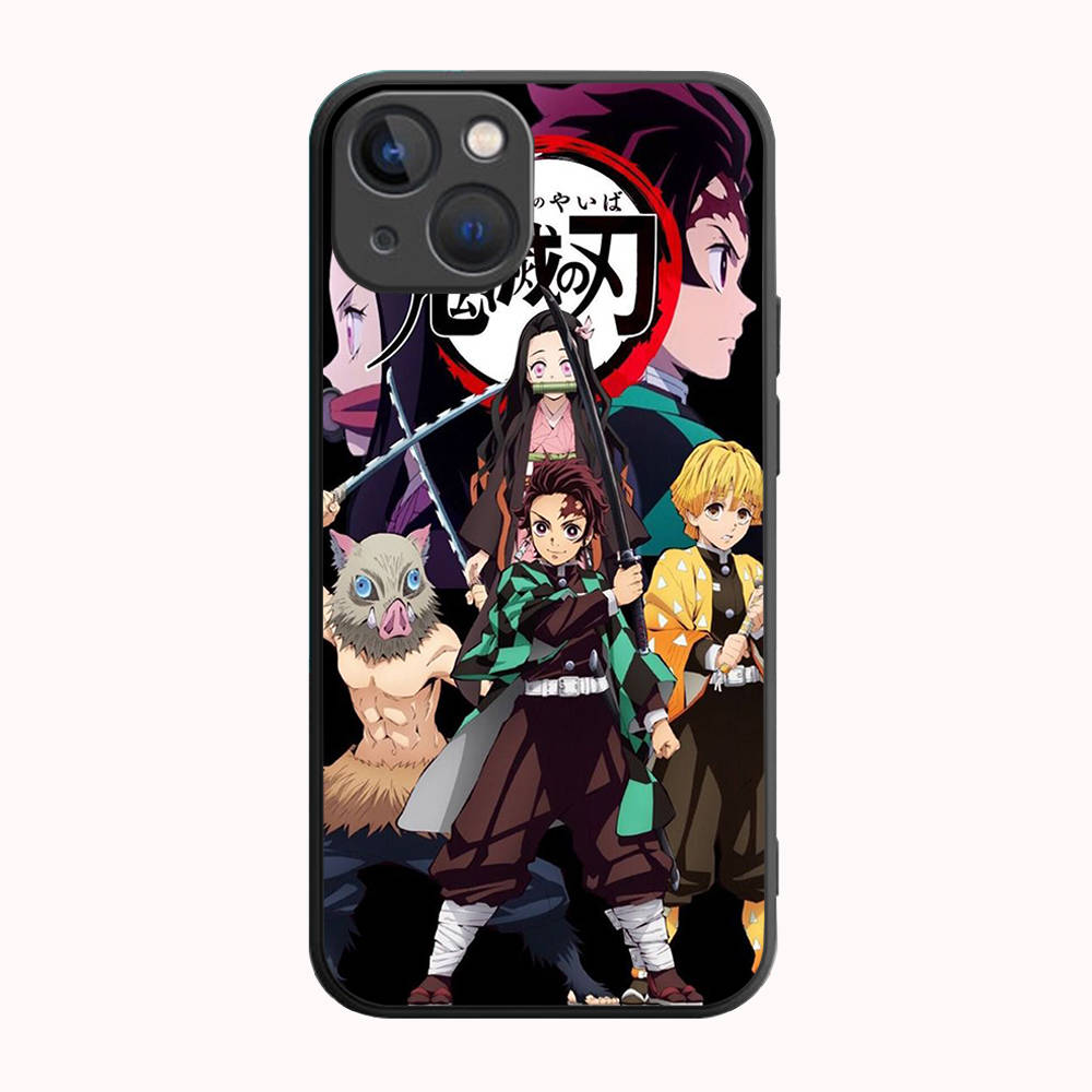 B-25 Demon Slayer melns korpuss Samsung S24 S23 S22 S21 S20 FE S10 Lite Ultra S7 S8 S9 Plus A05S A11 A12 A13 A15 A22 A24 A25 A32 A52 A71 5G