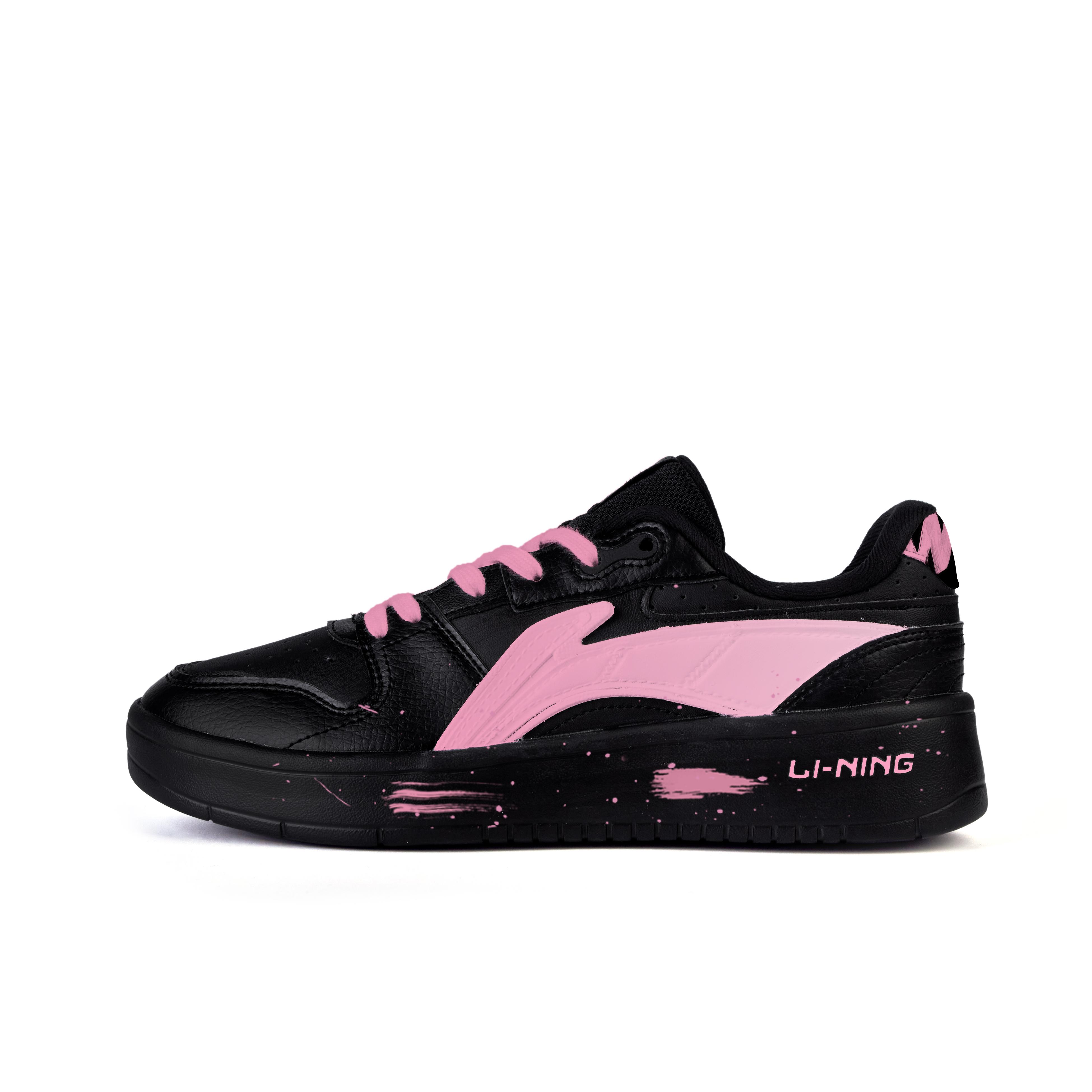 

Li Ning Скользкие Амортизирующие Износостойкие Низкие Кеды для Скейтборда Мужские Черно-Розовые AGCU515-5(Команда345-) 40