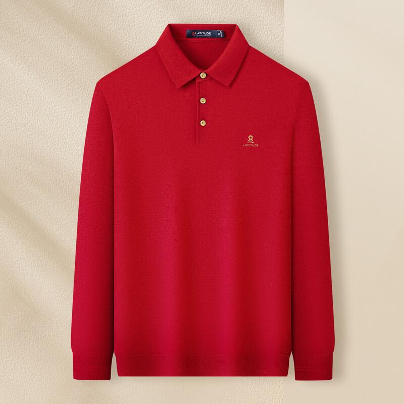 MONTAGUT Men's 32% Merino Wool Turn-down Collar Long Sleeve Sweater