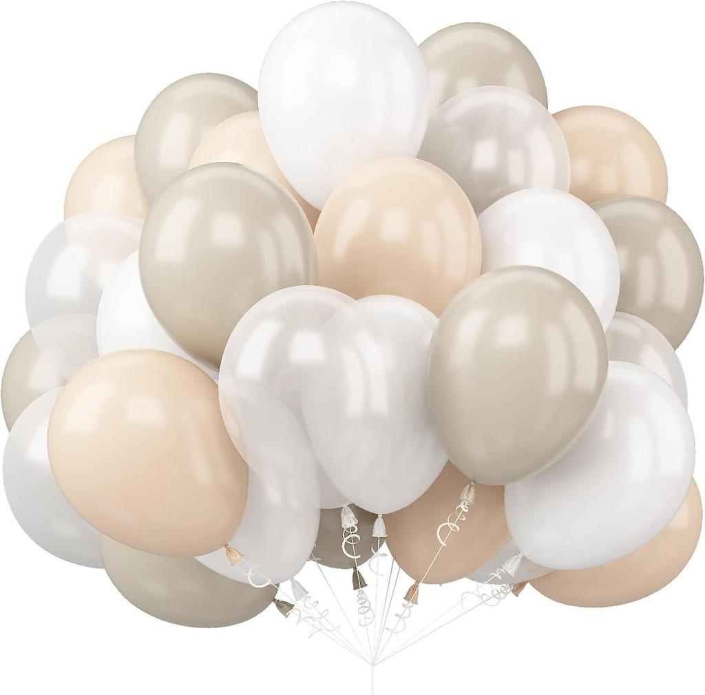 White Latex Balloons for Birthday Party, Wedding Decorations, 20 Cream Balloons